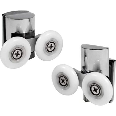 Ensemble de 2 Roulettes Doubles pour Porte de Douche Coulissante - 2 Roues de 23 mm de Diamètre en Alliage de Zinc, Roulette de Douche pour Salle de Bain. Roulettes Haut et Bas pour Porte de Douche (1/5)