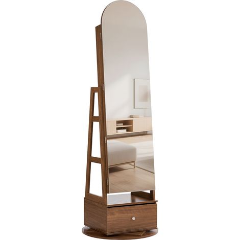 Armoire à bijoux pivotante 360 degrés hauteur 1655 mm, avec miroir plein format, verrouillable, en bois, usage polyvalent (1/5)