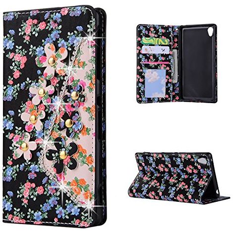 Xperia Z4 Funda, Moonmini® Libro de PU Leather Cuero Carcasa Con Flip case cover Cierre Magnético Función de Soporte Billetera con Tapa para Tarjetas Diseño Funda para móvil Sony Xperia Z4 , Patrón Fl