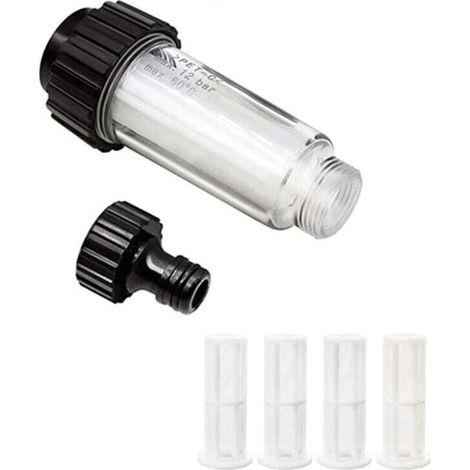 Kit de filtres à eau 3/4" Préfiltre à eau avec 4 filtres et adaptateur rapide pour nettoyeur haute pression, pompe de jardin, arrosage de jardin, camping-car (1/4)