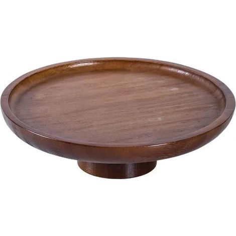 Plateau minimaliste en bambou à pieds hauts et robuste, idéal pour servir des desserts à la maison, en cuisine ou lors de fêtes. (1/5)