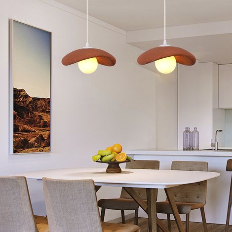 2PCS Moderne Suspension Luminaire Plafonnier Créatif Nordique Lustre Design Simulation Ciment Texture E27 pour Cuisine Salon Chambre Orange (1/5)