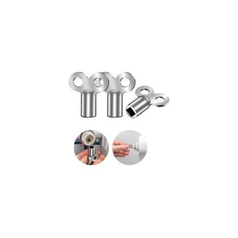 Clé Purge Radiateur, 3 x Cle Purge à Carre Argent, Clé de Purge Universelle, Clé Radiateur Compact en Aluminium pour de Nombreux Radiateurs Cle Chauffage Central (1/5)