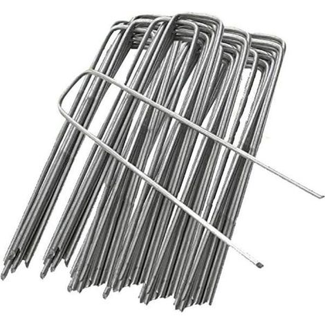 Lot de 50 bornes de jardin, bornes de jardin en acier inoxydable, bornes d'ancrage robustes et durables, bornes d'ancrage multifonctionnelles pour l'aménagement paysager, adaptées à la fixation de tex (1/5)