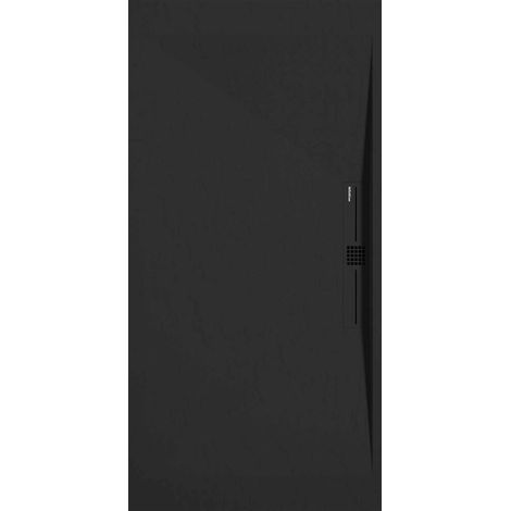 Receveur de douche Noir, finition Ardoise Stone SIDE, grille de couleur - 130 x 80 cm (1/4)