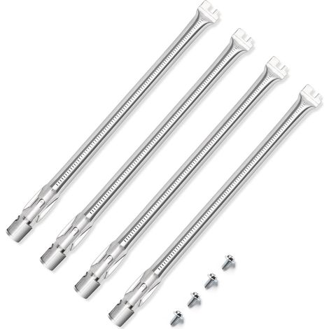Lot de 4 brûleurs de barbecue de 49,5 cm pour barbecue à gaz Weber Genesis 300, Genesis E330 E320 E310 S310 S320 S330 avec boutons de brûleur avant, brûleur en acier inoxydable 304 62752