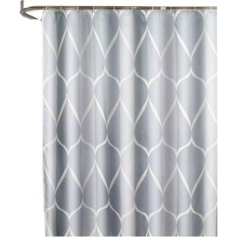 Rideau De Douche - Polyester - 200x200 Cm - Gris - Avec 12 Crochets - Pour Baignoire Et Cabine De Douche (1/4)