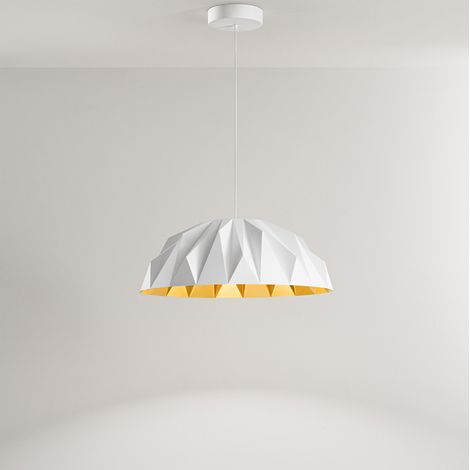 Sospensione Moderna Prisma Acrilico Bianco Oro Led 20W 3000K Ip20