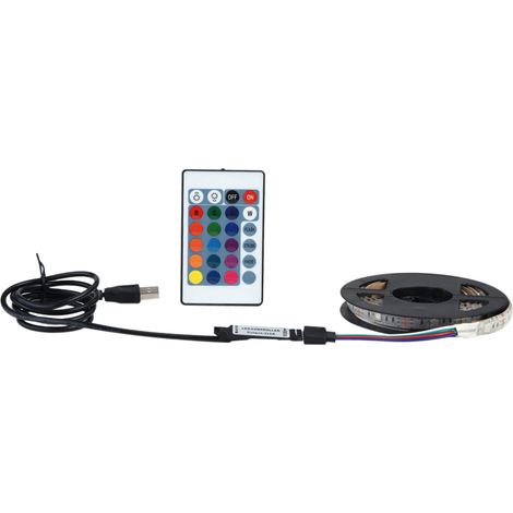 Ruban LED 5050 RGB 1m 30 LED, flexible étanche, USB 5V pour éclairage fond TV, bandeau lumineux décoratif (1/5)