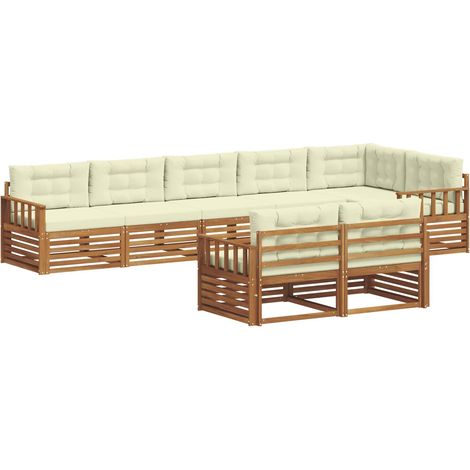 Conjunto de sofás de exterior 8 uds. Natural y Crema vidaXL (1/5)