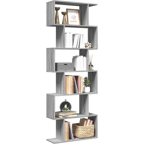 Raumteiler-Bücherregal 6 Etagen Grau Sonoma 70x24x193 cm