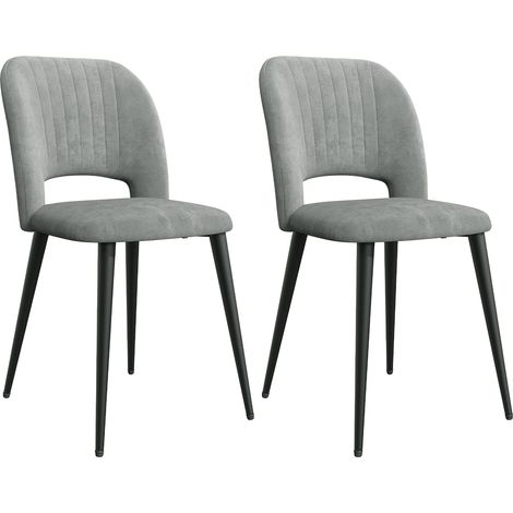 Haloyo® Set di 2 sedie da pranzo in velluto, design elegante con schienale traforato con motivo verticale, comfort e stile per il tuo tavolo da pranzo, 48 x 45 x 85 cm, grigio scuro (1/5)