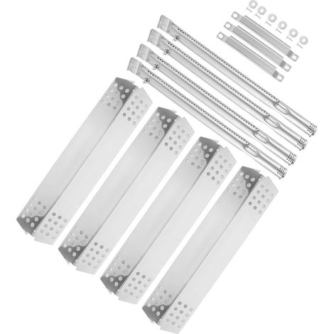 Pièces pour Barbecue au gaz (Pack 4 Brûleurs + 4 Plaque de Chaleur en Acier Inoxydable) de Rechange pour Sunbeam Nexgrill Grill Master XH00398, Barbecook (1/5)