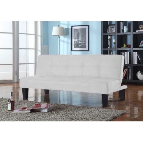 Divano letto 3 posti, reclinabile in microfibra bianco 164cm antiribaltamento Sicorage Jessut