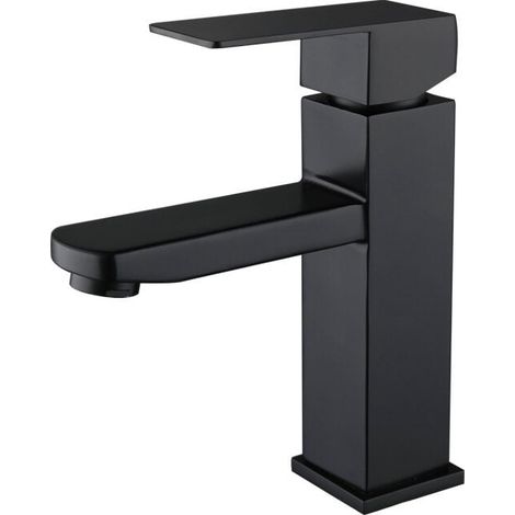 Basin mixer 304 stainless steel black basin mixer hot and cold adjustable (1/5)