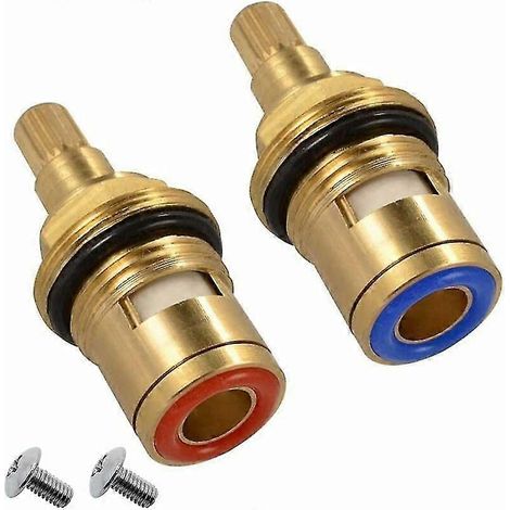 Cartouche de rechange en céramique pour robinet (2 pièces), compatible avec les robinets de cuisine et de salle de bain. Kit de remplacement universel en laiton (20 étapes) avec vis. (1/5)
