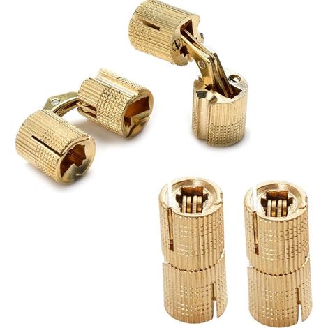Lot de 4 Charnières Cylindriques Charnière Invisible Laiton Tonneau Charniere Charnière Invisible Cylindrique Charnières en Cuivre pour Boîte(12mm) (1/5)