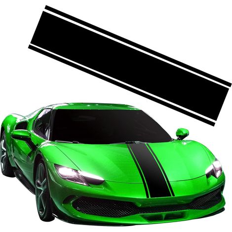 Bande adhésive pour capot de voiture, autocollant latéral de carrosserie style course automobile, bande adhésive en vinyle pour carrosserie, autocollant à bande modifiée noir (1/5)
