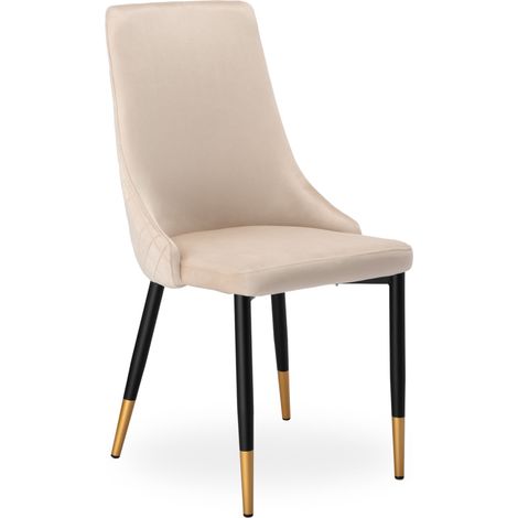 Vermont Velvet beigefarbener Samtstuhl (1/5)