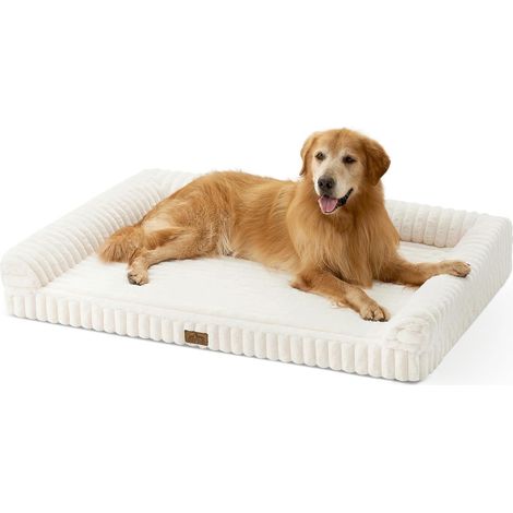 1 panier chien xxl 120x88x17cm, fausse fourrure, mousse mémoire forme, orthopédique, lavable, intérieur extérieur (1/5)