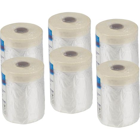 6 Rollen Abdeckfolie 55cm mit Malerkreppband Malerfolie (6x 33m Rolle)
