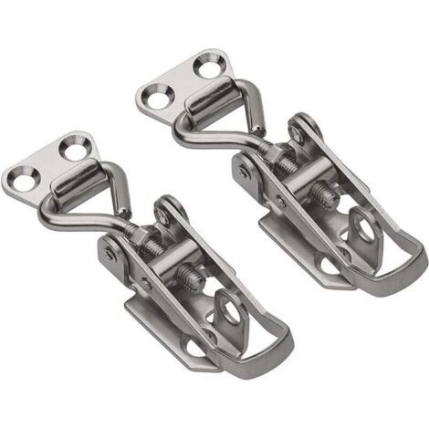 2PCS Hasp Réglable en Acier, Pince à Levier avec Crochet Fermeture à Ressort pour Coffret et Tiroir