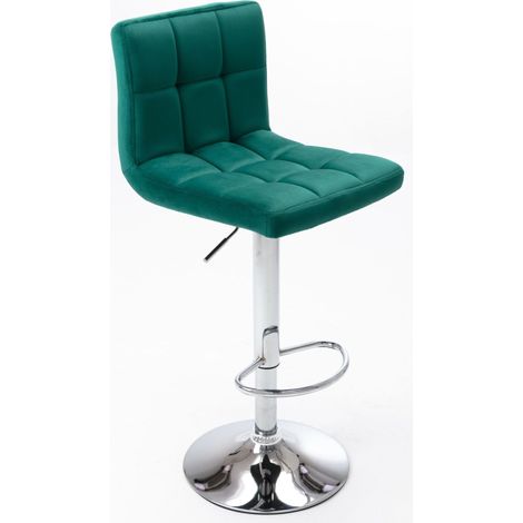 Sgabello da bar regolabile verde con gambe in metallo argentato e rivestimento in tessuto Furnitex (1/3)