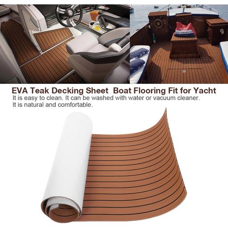 Revêtement de pont en EVA brun foncé imitation teck, idéal pour yachts (1/5)