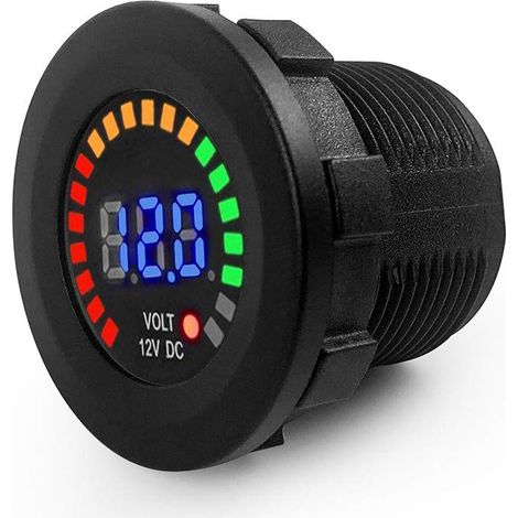 Voltmeter-Tester, Motorrad-Auto-Voltmeter, 12 V mit LED-Digitalanzeigefeld, für Boots-Marinefahrzeuge, Motorräder, Autos