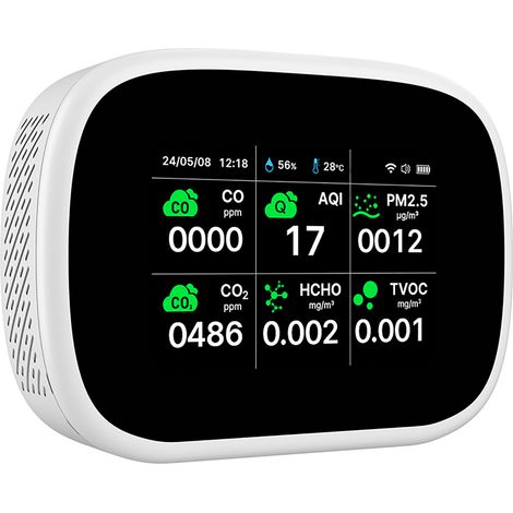Moniteur Qualité Air Intérieur Détecteur CO₂ NDIR Humidité Testeur PM2.5 Capteur Formaldéhyde TVOC pour Maison Bureau (1/5)