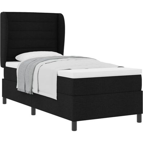Matelas à ressorts avec sommier noir, dimensions 80 x 200 cm, revêtement en tissu. (1/5)