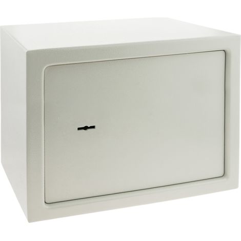 PrimeMatik - Coffre-fort mural de sécurité en acier à clé 35 x 25 x 25 cm beige (1/5)