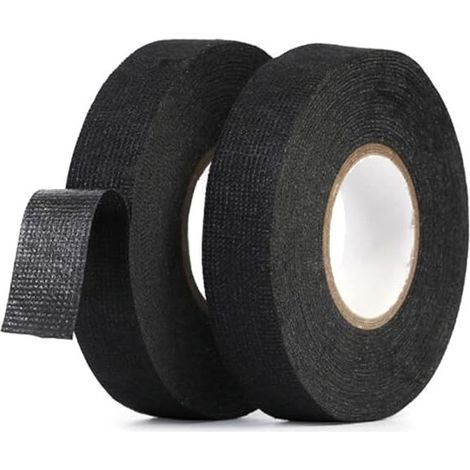 2er-Pack schwarze Kabelbänder, 15 m x 19 mm, hitzebeständiges Isolierband, Gewebeband für Kabelbäume, Haushalt, Auto, Motorrad (1/5)