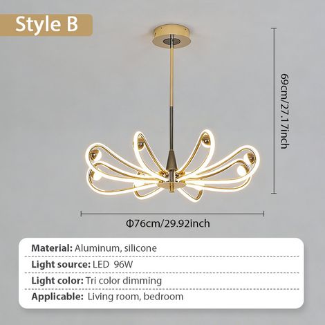 LED Lotus-Kronleuchter Ø 76 cm Gold, Moderne Ring-Pendelleuchte, 3 Lichtfarben, Designer-Leuchte für Wohnzimmer