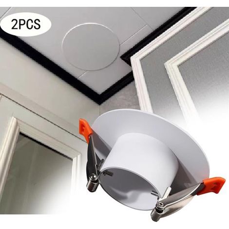 Lot de 2 plaques de recouvrement pour trous de plafond - Rondes (86-125 mm) - Matériau ABS - Installation facile - Cache de sécurité - Convient aux trous pour conduites de gaz, d'eau et de câblage éle (1/5)