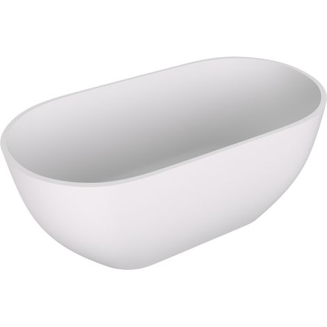 Baignoire autoportante REDUTA, marbre coulé 150x75x58cm, blanc mat (1/3)