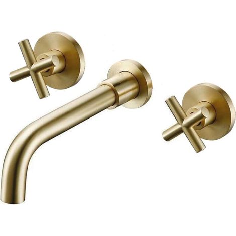 Grifo bimando lavabo empotrado CARBINI oro cepillado Dorado (1/5)