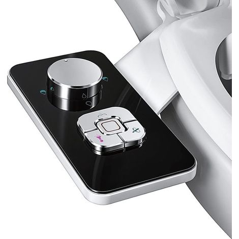 Pulvérisateur Bidet non électrique avec double buses rétractables autonettoyantes - Nettoyage avant et arrière - Bouton poussoir réglable pour eau froid (1/5)