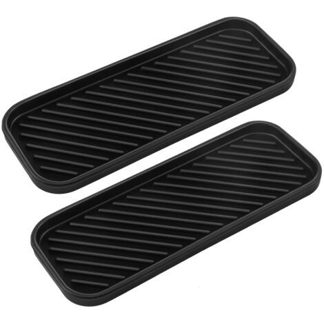 Plateau égouttoir en silicone pour rangement de savon de salle de bain, de tasses et de verres d'eau de cuisine - Lot de 2