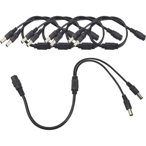 5pc Premium DC Splitter Cable 1 Femelle à 2 Male CCTV Splitter Cable 5.5x2.1mm DC Splitter Cable (1/5)