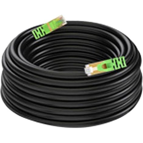 Câble Ethernet, câble réseau Cat7 étanche et anti-interférences pour jeux vidéo en extérieur (10 m) pour PS4, Xbox One, PS3 et PC (10 m) (1/5)