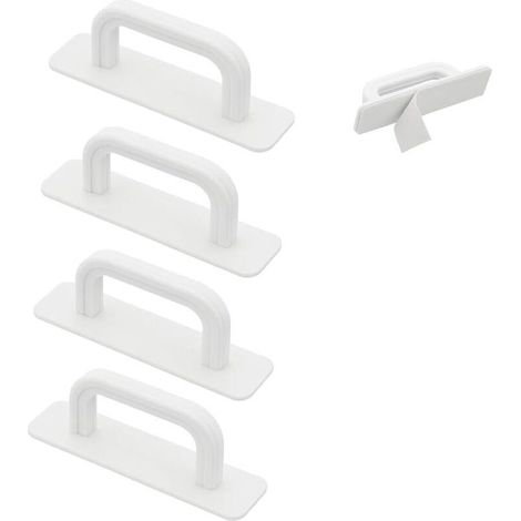4 Pièces Poignées de Porte, 10 x 2.5 cm Blanches Adhésives Poignée de Porte de Balcon Poignée de Porte de Terrasse Extérieure, Poignées Autocollantes pour Armoires de Cuisine Penderie (1/5)