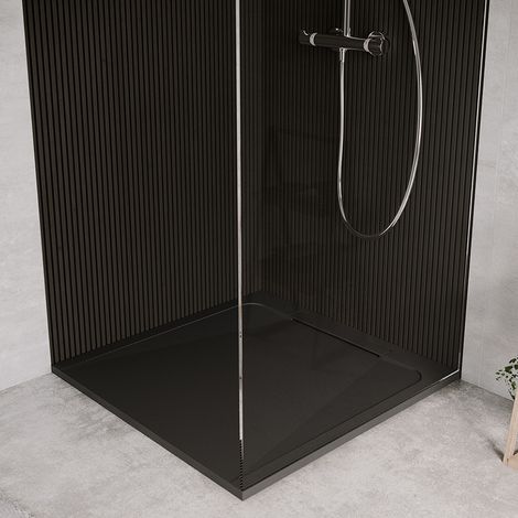 Receveur de douche en pierre naturelle extra plat à poser 90x90cm - noir - ORIGINE (1/3)
