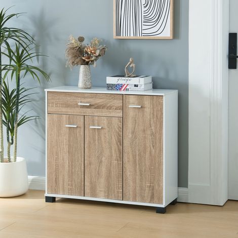 Sideboard Bobeck 72x80x28cm Weiß/Eiche [en.casa]