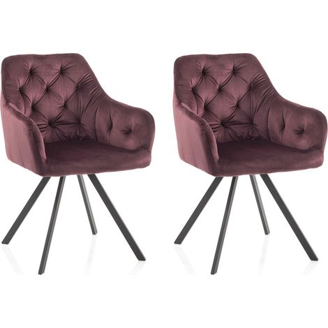 Set 2 Sedie Imbottite 58x57x84 cm in Velluto Rosso (1/4)