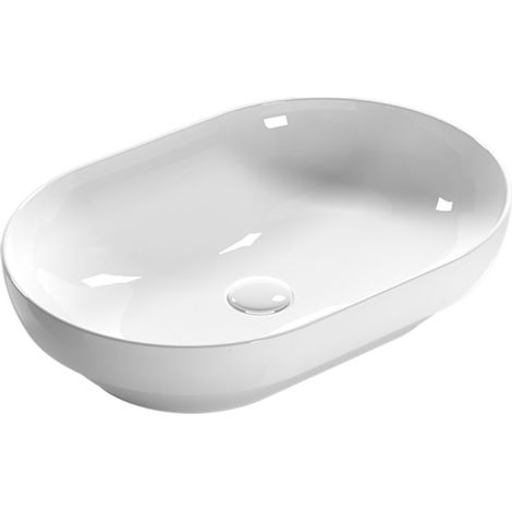 Lavabo T-Edge appoggio/incasso 60x41 senza foro bianco lucido di (1/5)