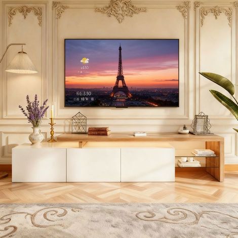 Mobile TV - Mobile da soggiorno - 3 porte - LED integrate - Bianco e legno (1/5)