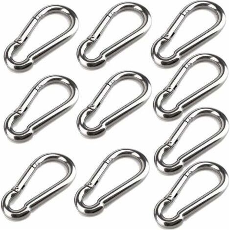 FENOPLASTICA10 Mousquetons De 40 Mm X 4 Mm, Mousqueton En Acier Inoxydable 304 Avec Mousqueton, Capacité De Charge Jusqu'À Environ 80 Kg. (1/4)