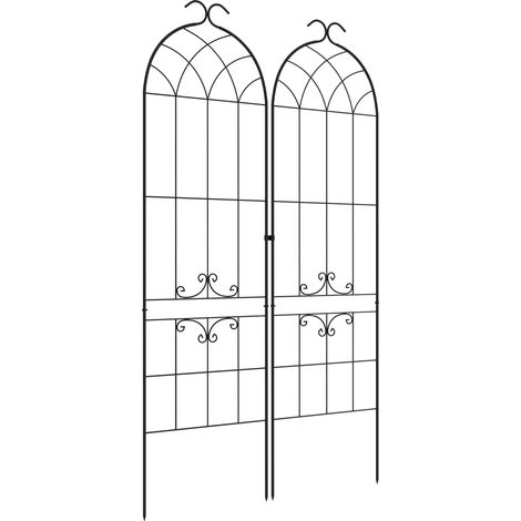 Lot de 2 treillis métalliques pour plantes grimpantes, 50 x 181 cm, couleur noire (1/5)