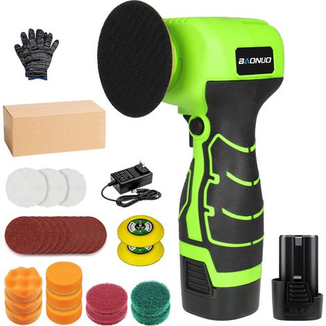 Tampon de polissage sans fil 2 packs - Mini polisseuse portable avec 1 batterie et 1 chargeur, lustrage et élimination de rouille, ponçage, outil polyvalent pour menuiserie et voiture, polisseuse lith (1/2)